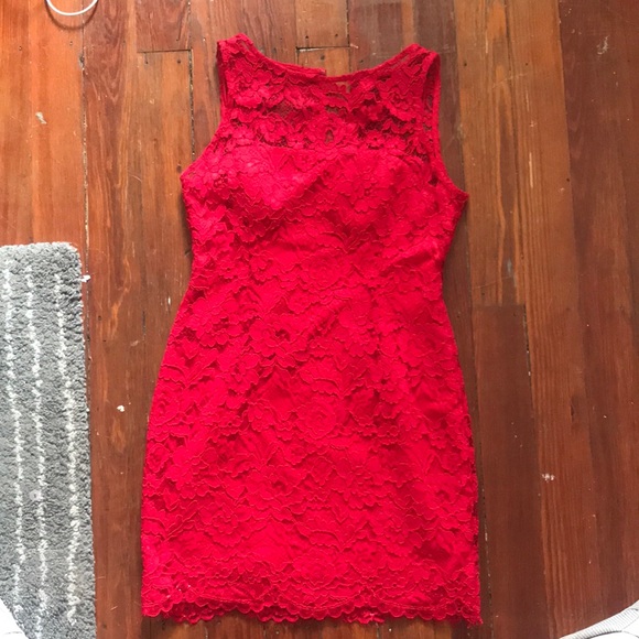 nordstrom red lace dress